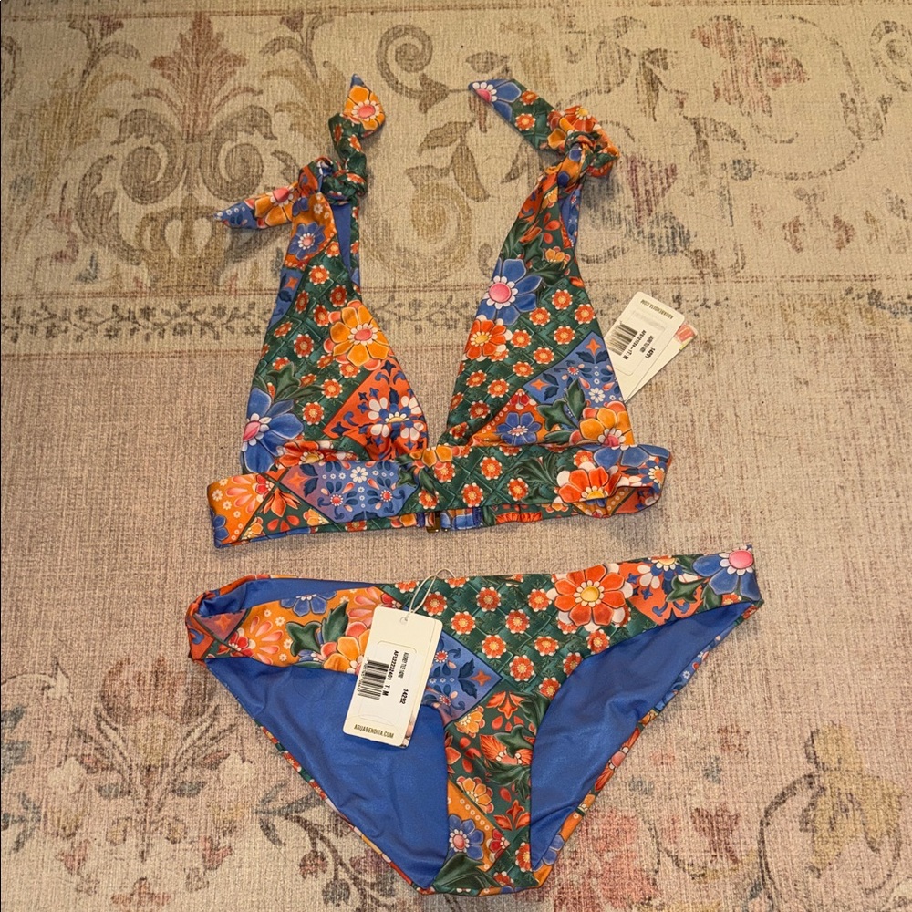 Agua Bendita Laurie Tile Bikini top and Audrey Tile bottoms